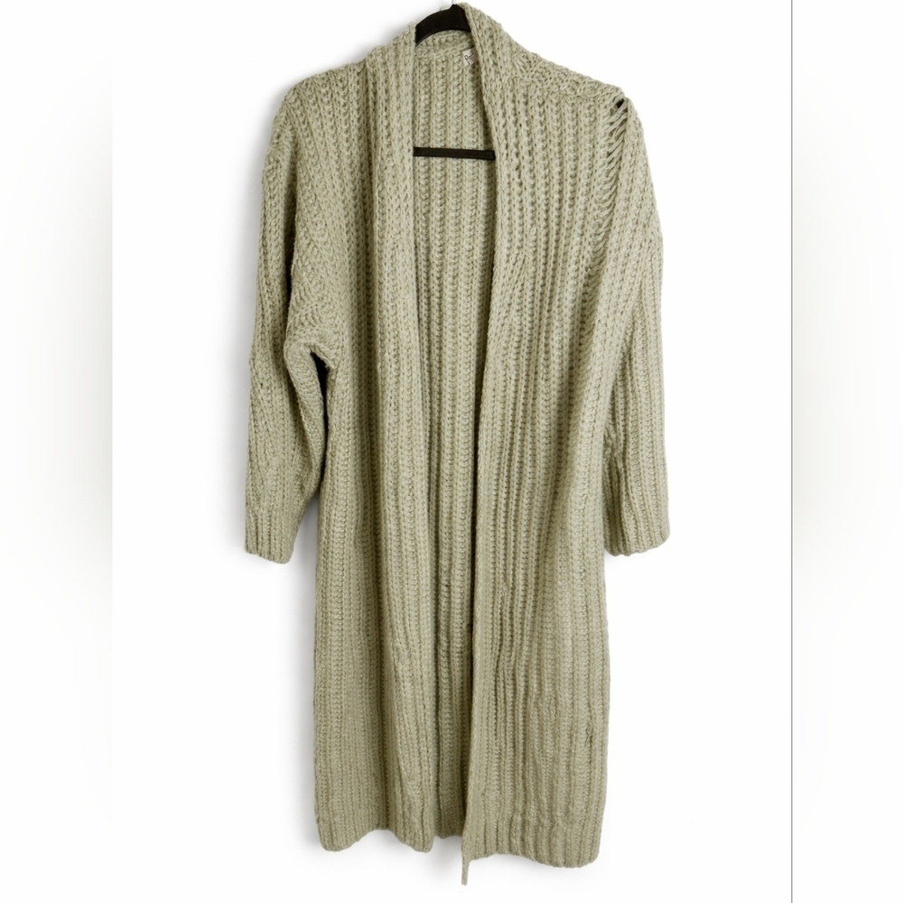 POL Chunky Ribbed Longline Open Front Cardigan Size L